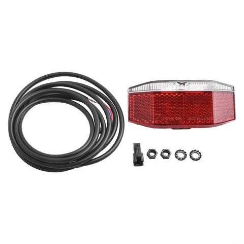 Ultra Bright Led E Bike Rear Light 6 To 48V Waterproof Tail Lamp With Massive 180 Degree Beam Angle For Night Riding And High Visibility Safety On Any E Bike Or Electric Bicycle Outfit, red ABS rear lamp with 170cm wire and mounting hardware