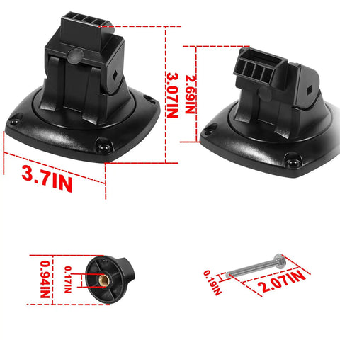 Easy Install Quick Release Mounting Bracket Replacement For Mark 3 4 5 Elite; black anodized, rear view, dimensions marked