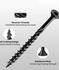 Heavy Duty Exterior Deck Screws For Timber And Fencing 1 Inch Size 8 Wood Screws With Black Epoxy Coating Rust Resistant