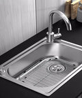 Stainless Steel Sink Grid Protector For Kitchen Sink 11 3/4 By 13 7/8 Inches Center Drain 304 Food Grade Stainless Heavy Duty And Sturdy With Rubber Feet
