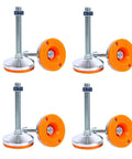 Heavy Duty Carbon Steel Straightener Base With Adjustable Threaded Leveling Feet And Orange Durable Pads for stability setup