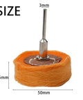 Cool T Type Cloth Polishing Wheel For Mirror Shine On Jewelry And Metal Parts Power Tool Buffing Pad With 3mm Shank 50mm Size, orange cloth.