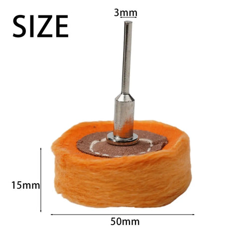 Cool T Type Cloth Polishing Wheel For Mirror Shine On Jewelry And Metal Parts Power Tool Buffing Pad With 3mm Shank 50mm Size, orange cloth.