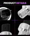 Close-up of Premium Ford F Series AC Clutch Cycle Switch and Air Conditioning Pressure Sensor for F150 F250 F350.