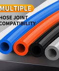 Colorful hoses demonstrating multiple hose joint compatibility for heavy duty applications
