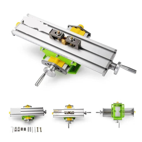 Rock Solid Compact Bench Drill Vise And Lathe Worktable Fixture With Dead Nuts Accurate X And Y Adjustment Coordinate Table side view image.