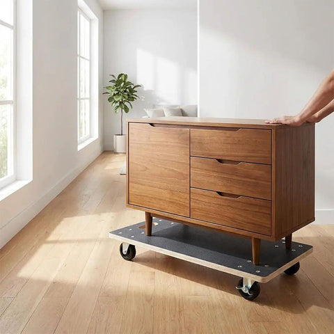 Heavy Duty Furniture Dolly 2 Pack With 1320 Lbs Capacity, Smooth Swivel Casters For Couch Piano Fridge Moving, Sturdy Plywood Movers under a cabinet.