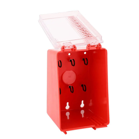 Group Lockout Tagout Box With Transparent Panel And Eight Hooks For Easy Visual Lockout Portable Wall Mounted Lockout Station For Safe Maintenance And Repair Worksite Key Management. red ABS/PC 8-hook wall-mount box with clear lid