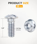Solid Fit Garage Door Track Bolts And Flange Nuts 1/4 X 5/8 Inches Flat Head Carriage Bolts Zinc Coated Heat Treated Steel close-up of bolts and nuts