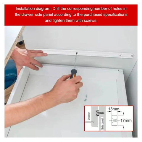 Installation of Two Piece Drawer Slides 298mm Smooth Extension Rails White Plastic Runners for Quiet Easy Glide In Cabinets.