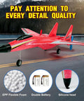 Red Su-27 RC Airplane With Gyro Stability, Rad 2 Channel Remote, Night Lights, Two Batteries, Durable Foam Airplane outdoors