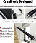 Solid As A Rock Black PVC Railing Kit With Non Slip Banister Spindles And Wall Mount Brackets For Decks Patios And Balconies installed on stairs