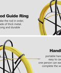 Fiberglass Fish Tape Wire Cable Puller Rod Duct Rodder 6mm 328ft with metal guide ring and handle for electrical use