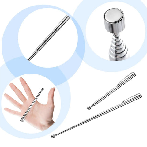 Magnetic Pickup Tool Telescoping Pocket Clip Extendable Magnet Pen for Mechanics in hand and extended view