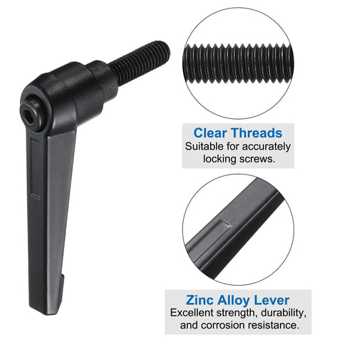 Close-up of 2 Pcs Top Shelf Adjustable Toggle Lever Handles M8 X 20mm, showcasing clear threads and zinc alloy lever.