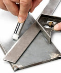 Person using Welding Soapstone Refills 36 Pack For Metal Marking, Five Inches By One Half By Three Sixteenths Stones on metal surface