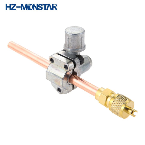 HZ-MONSTAR piercing valve kit for refrigerator tubing with copper tube and brass compression fitting