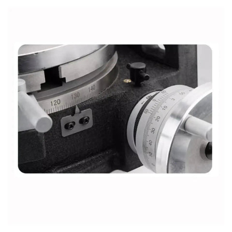 Close-up of 10 Inch CNC Indexing Table With 250mm Chuck, Rotary Milling Table For Precision Machining, scale details visible