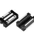 Close-up of two carriage blocks from Heavy Duty 400mm Linear Rail Kit with HGR15 and HGH15 guides for CNC projects.