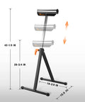 Roller Support Stand Twin Pack With 132 Lb Capacity Each, adjustable steel stand, showing height measurements for workshop use.