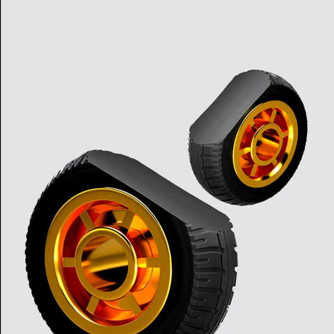 Heavy Duty Swivel Caster Wheels 3 Inch Rubber Rolling Set Roll Smooth With Quiet Brakes Built Tough To Crush Heavy Loads, black wheels with orange rims.