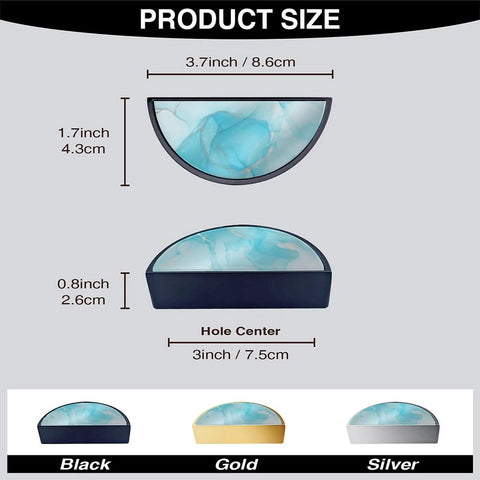 Turquoise Fluid Cabinet Handles Pack Of 2 With 3 Inch Hole Center Semicircle Black Drawer Pulls dimensions and color options