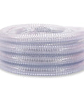 Coiled Half Inch PVC Reinforced Tubing with Spiral Steel Wire, 25 ft built tough high pressure flexible vinyl hose, clear suction tube.