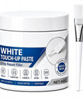 White Touch Up Paste With Brush Kicks Scratches To The Curb Fast Furniture And Wall Repair Putty Seals Holes And Restores Wood Surfaces 40g container with brush for easy application.