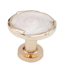 Gold zinc alloy round cabinet knob with slick finish, part of 10 Pack Round Cabinet Knobs And Drawer Pulls Set For Kitchen Cupboard Doors.