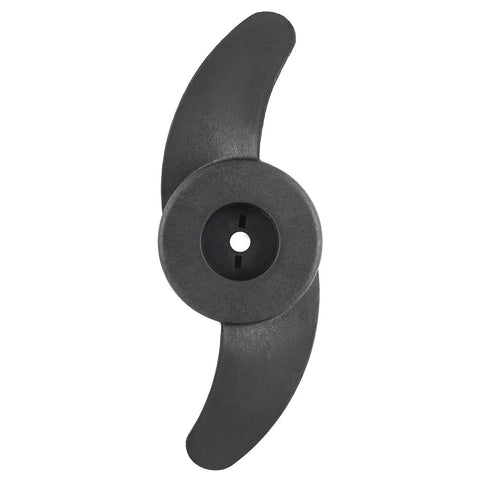 Top view of Two Blade Nylon Propeller For Electric Trolling Motor Outboard Power Prop Kit Includes Prop Pin And Nut Black Finish 2.9 Hub 3.2 OD