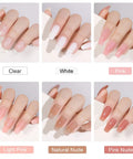 Poly Gel Nail Kit With UV Light Starter Kit For Beginners 6 Pcs Builder Gel Extension Set nail color options on model's nails