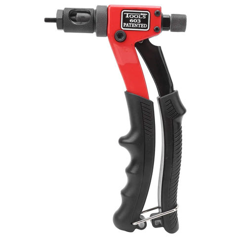 Heavy Duty Hand Rivet Nut Gun Set With Ergonomic Grip For M3, M4, M5, And M6 Inserts Includes Quick Release Screw For Easy Nut Separation And Durable Black And Red Finish Makes Fast Work Of Repair Projects, red alloy steel hand tool