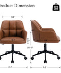 Dimensions of Faux Leather Office Chair With Wheels 360 Degree Swivel Height Adjustable Armrests Mid Back Comfy Ergonomic Chair.