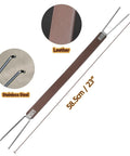 Heavy Duty Fire Pit Carrying Handle With Heat Resistant Stainless Hooks And Durable PU Strap, shown with 23-inch length and details.