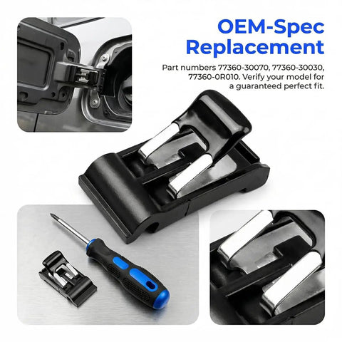 Heavy Duty Abs Automotive Gas Cap Fuel Door Return Spring Oem Compatible with smooth swing action and screwdriver tool for installation.