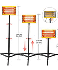 Pro Grade Infrared Paint Curing Lamp 2000W Shortwave Heat Lamp, adjustable height tripod with measurements in image
