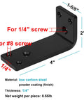 Heavy Duty L Corner Brackets Black 4 By 2 Inch Steel Supports For Countertops And Shelves Bumper with screw guide.