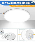 12 Inch LED Flush Mount Ceiling Light Dimmable Fixture With 24W 2880lm Three Color Temps 3000K 4000K 6500K Surface Mount features