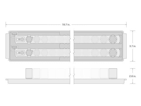 Diagram of One Half Inch Drive Shallow Six Point Socket Set With Rails And Tray, 19-Piece dimensions for quick grab and easy fixes.