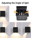 Outdoor Wall Light Up Down Square Black Aluminum Sconce IP65 Waterproof Exterior Fixture 12W Adjustable Beam variations