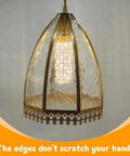 Glass Lampshade Hanging Light Fixture With Adjustable Cord For Living Room Or Dining, elegant glass dome with brass trim