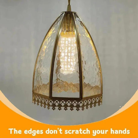 Glass Lampshade Hanging Light Fixture With Adjustable Cord For Living Room Or Dining, elegant glass dome with brass trim