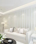Living room with European Modern Minimalist Country Stripe Wallpaper Roll For Living Room Bedroom And TV Backdrop In Cream White