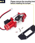 Sick Simulated Electric Winch Made From CNC Aluminum Alloy For 1 10 Rc Crawler Upgrade Parts With Realistic Red Finish and synthetic rope.