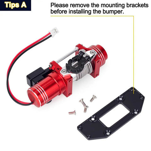 Sick Simulated Electric Winch Made From CNC Aluminum Alloy For 1 10 Rc Crawler Upgrade Parts With Realistic Red Finish and synthetic rope.