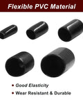 Five durable round rubber end caps set for bolt threads, various sizes made of flexible PVC material, shown on white background.
