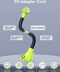 Heavy Duty Nema 10-50 To 14-50R EV Charger Plug Adapter with flexible cable and high-resistance insulation features.