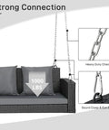 5 Foot Outdoor Porch Swing For Adults Wicker 3 Person Patio Swing With Cushions And Pillow Reinforced Chain Suspension