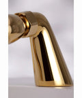 Charleston Deck Mount Clawfoot Tub Filler spout close-up, solid brass, polished brass finish.