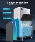 Heavy Duty Commercial Ice Maker Machine 800 Lbs Per Day With 300 Lbs Storage Bin Ice Ready In 10 To 15 Minutes Stainless Steel SECOP Compressor ETL Certified Perfect For Bar Cafe Restaurant Or Any Business, showing 3-layer protection materials